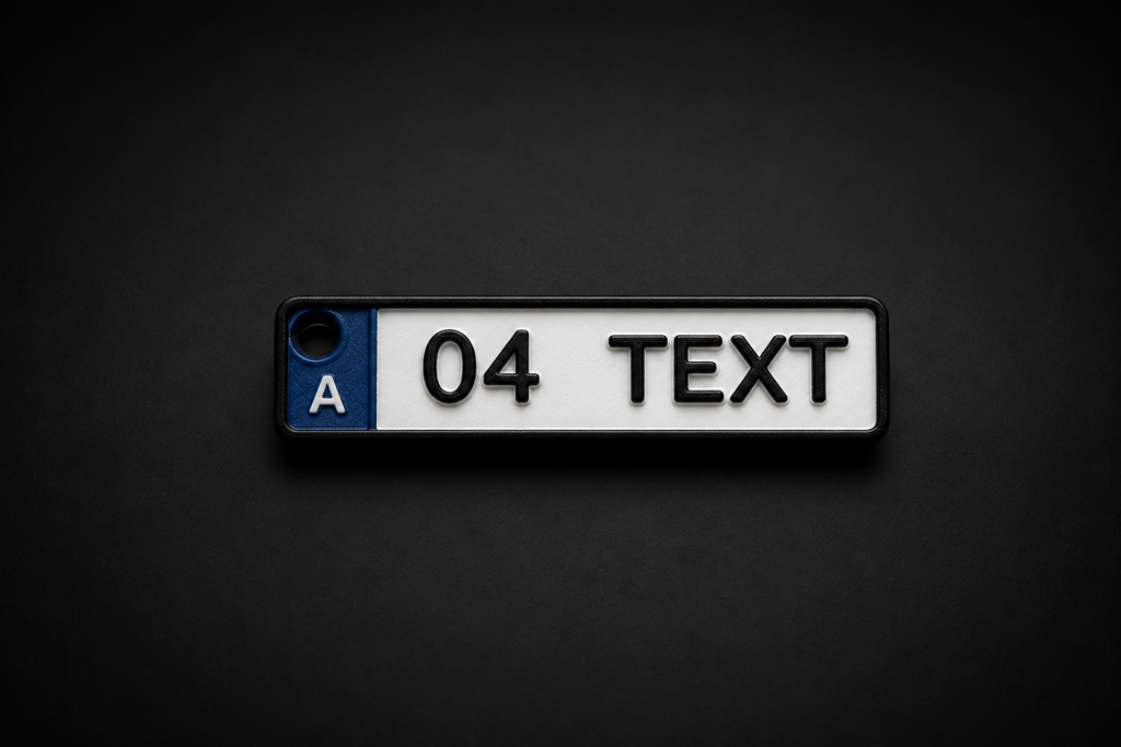 Personalized License Plate Keychain – Custom with Your Text, City & Country Code